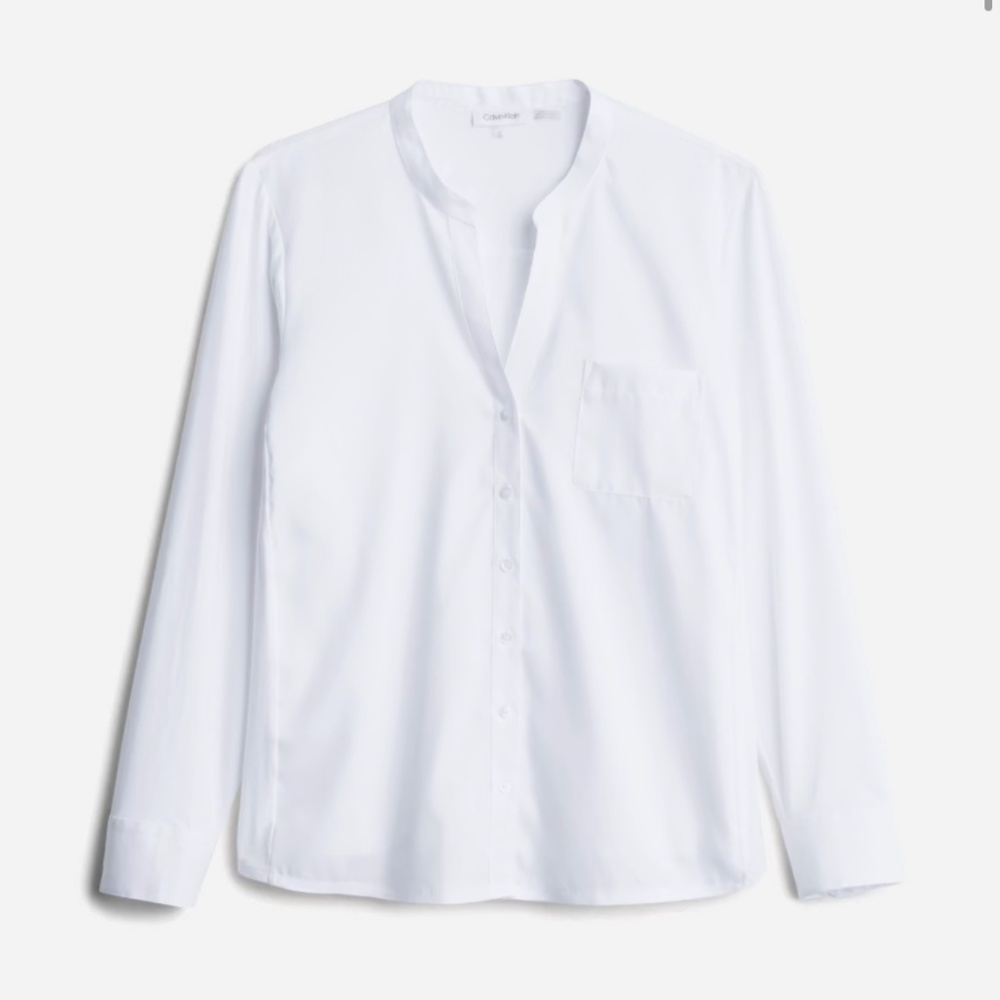 White Calvin Klein Mixed Material Blouse